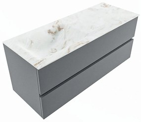 Mondiaz Vica DLux badmeubel 120cm plata 2 lades met wastafel frappe links zonder kraangat