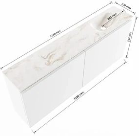 Mondiaz Ture DLux toiletmeubel 120cm talc met wastafel lava rechts met kraangat