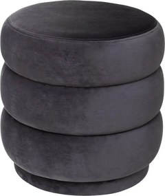 Atmosphera Sinan Poef - Donkergrijs Fluweel - Ø 40 x H40 cm