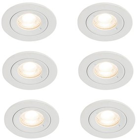 Set van 6 inbouwspots wit rond GU10 50mm IP44 - Xena Modern GU10 IP44 Binnenverlichting Lamp