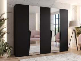 Kledingkast Hartford 611, Zwart, 202x250x52cm, 173 kg, Kledingkast deuren: Met scharnieren