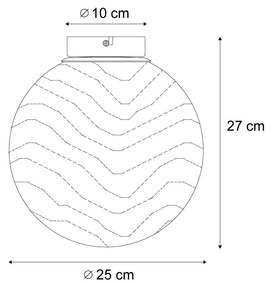 Design plafondlamp messing met wit fading glas - Pillon Design E27 bol / globe / rond Binnenverlichting Lamp