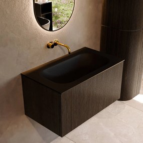 Mondiaz Kurve 80cm badmeubel shadow met 1 lade en wastafel big small midden zonder kraangat urban
