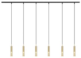 Modern railsysteem zwart met 6 hanglampen goud met amber glas 1-fase - Slimline Loyce Modern G9 Binnenverlichting Lamp