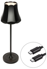 Retro tafellamp zwart oplaadbaar IP44 - Granny
