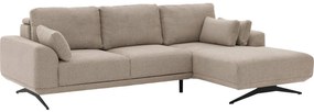 Goossens Excellent Bank Princess bruin, stof, 2,5-zits, elegant chic met chaise longue rechts