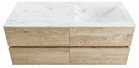 Mondiaz Vica DLux badmeubel 120cm washed oak 4 lades met wastafel opalo rechts 1 kraangat