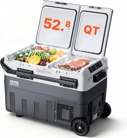 VEVOR Draagbare Autokoelkast, 12 Volt Autokoelkast, 50L Draagbare Dual-Zone Vriezer, Instelbare Temperatuur, Compressor Koeler voor Thuis, Buiten, Camping, Camper, Auto