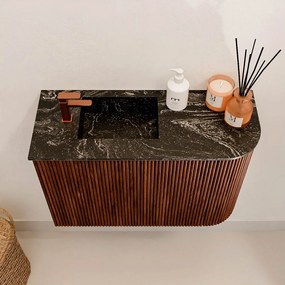Mondiaz Joya DLux 60cm toiletmeubel ronding rechts ruby met wastafel faye links 1 kraangat lava