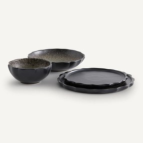 Set van 4 diepe borden in geëmailleerd aardewerk, Arigato