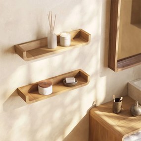 Kave Home Shamel Teak Hout Wandplanken Set Van 2 Naturel - 50x12x5cm.