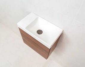 Sanigoods Minimo toiletmeubel 40cm walnut met mat witte fontein zonder kraangat