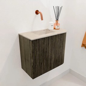 Mondiaz Joya DLux 50cm toiletmeubel ronding rechts shadow met wastafel faye links zonder kraangat frappe