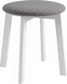 Mazzoni ZOI Lichtgrijs (stof Sawana 21)/wit beuken onderstel - RONDE GESTOFFEERDE KRUK VOOR KEUKEN/WOONKAMER