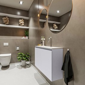 Mondiaz Ture 80cm toiletmeubel cale met wastafel talc midden 1 kraangat