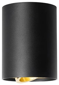 Plafondspot zwart met goud draai- en kantelbaar - Rondoo up