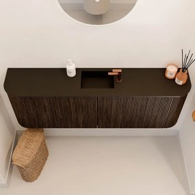 Mondiaz Joya 125cm toiletmeubel ronding links/rechts walnut met wastafel faye midden 1 kraangat urban