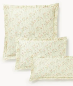 Katoensatijnen kussenhoes Leticia met bloemenprint