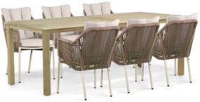 Tuinset 6 personen 210 cm Aluminium/Rope Taupe De Laan Projects