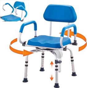 VEVOR Douchedraaistoel 360 graden verstelbare douchestoel met draaibare armleuningen en gewatteerde badstoel voor binnendouche of badkuip, antislip draaibare badstoel voor ouderen met een beperking, draagvermogen 136 kg