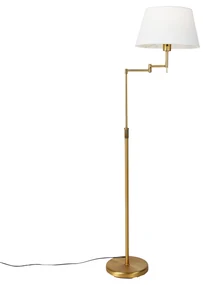 Stoffen Smart vloerlamp brons met witte kap en verstelbare arm incl. Wifi A60 - Ladas Deluxe Modern E27 rond Binnenverlichting Lamp