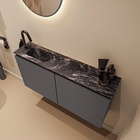 Mondiaz Ture DLux toiletmeubel 100cm dark grey met wastafel lava links met kraangat