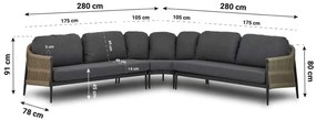 Hoek loungeset 5 personen Aluminium/Rope Taupe  Coco Romeo