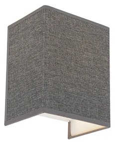Moderne wandlamp jute grijs met stoffen kap - Vete Modern E27 Binnenverlichting Lamp