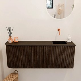 Mondiaz Joya 110cm toiletmeubel ronding links walnut met wastafel faye rechts zonder kraangat urban