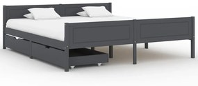 vidaXL Bedframe met 2 lades massief grenenhout donkergrijs 180x200 cm