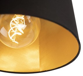 Stoffen Plafondlamp met katoenen kap zwart met goud 25 cm - Combi zwart Klassiek / Antiek E27 rond Binnenverlichting Lamp