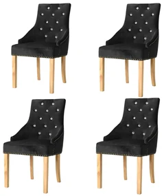 vidaXL Eetkamerstoelen 4 st massief eikenhout en fluweel zwart