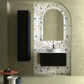 Muebles Raya onderkast ribbelfront 90cm met 1 softclose lade zwart mat