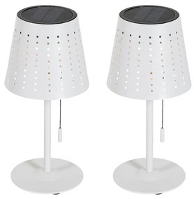 Buitenlamp Set van 2 tafellampen wit incl. LED 3-staps dimbaar oplaadbaar en solar - Ferre Design IP44 Buitenverlichting