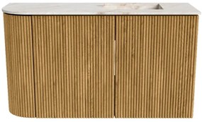 Mondiaz Joya DLux 70cm toiletmeubel ronding links oak met wastafel faye rechts 1 kraangat frappe