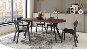 ALDO 100 Eiken Bruin/Zwarte poten - RONDE LOFT/INDUSTRIËLE TAFEL VOOR WOONKAMER/EETKAMER, UITSCHUIFBAAR