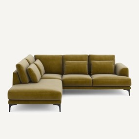 Linkse hoekbank met leuning in fluweel, Marsile