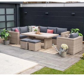 Garden Impressions Tennessee lounge dining set rechts 3-delig vintage willow - texfiber