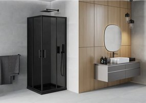 Mexen Rio vierkante douchecabine 80 x 80 cm, grafiet, zwart + Flat douchebak, zwart - 860-080-080-70-40-4070B