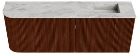 Mondiaz Joya DLux 110cm toiletmeubel ronding links ruby met wastafel faye rechts zonder kraangat glace