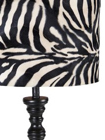 Stoffen Vloerlamp zwart met kap zebra dessin 40 cm - Classico Klassiek / Antiek E27 Binnenverlichting Lamp