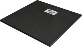 Mexen Hugo vierkante douchebak SMC 90 x 90 cm, zwart, afdekking inox - 42709090-X