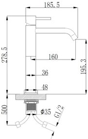 Mueller Stylo hoge wastafelkraan PVD-coating chroom