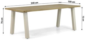 Dining Tuintafel  240 x 100 cm Aluminium/teak Taupe Glasgow