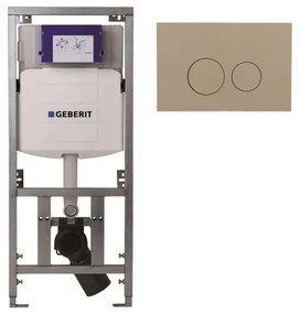 Geberit Inbouwreservoir - UP320 - QeramiQ push bedieningsplaat taupe - dualflush - ronde knoppen - kunststof wit glans SW1102378 0701131