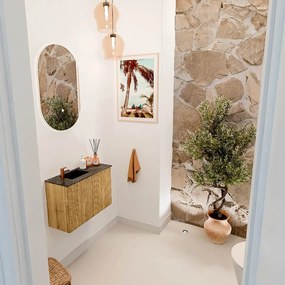 Mondiaz Joya DLux 60cm toiletmeubel oak met wastafel faye links 1 kraangat lava