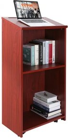 VEVOR Podiumstandaard, 47-inch hostessstandaard met 4 wielen, houten podium met opbergplanken en schuin bureaublad, lessenaars en podia voor kerk, kantoor, school, thuis, bruin