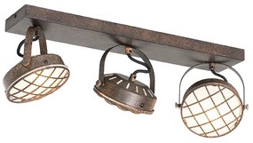 QAZQA Vintage Spot / Opbouwspot / Plafondspot roestbruin 3-lichts - Tamina Industriele / Industrie / Industrial G9 Binnenverlichting Lamp