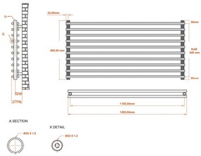 Eastbrook Murano radiator 120x60cm 1348W zwart mat