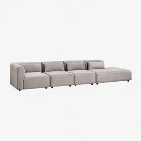 4-delige Modulaire Hoekbank Met Rechter Chaise Longue Fogler Corduroy Licht Taupegrijs - Sklum